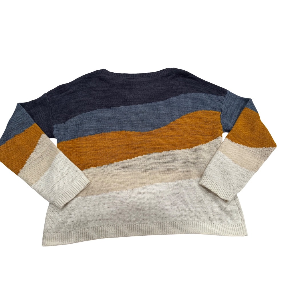 Garnet Hill Sweater, Skyline Linen, Organic-Cotton, wavy  
landscape Size M - Picture 4 of 8